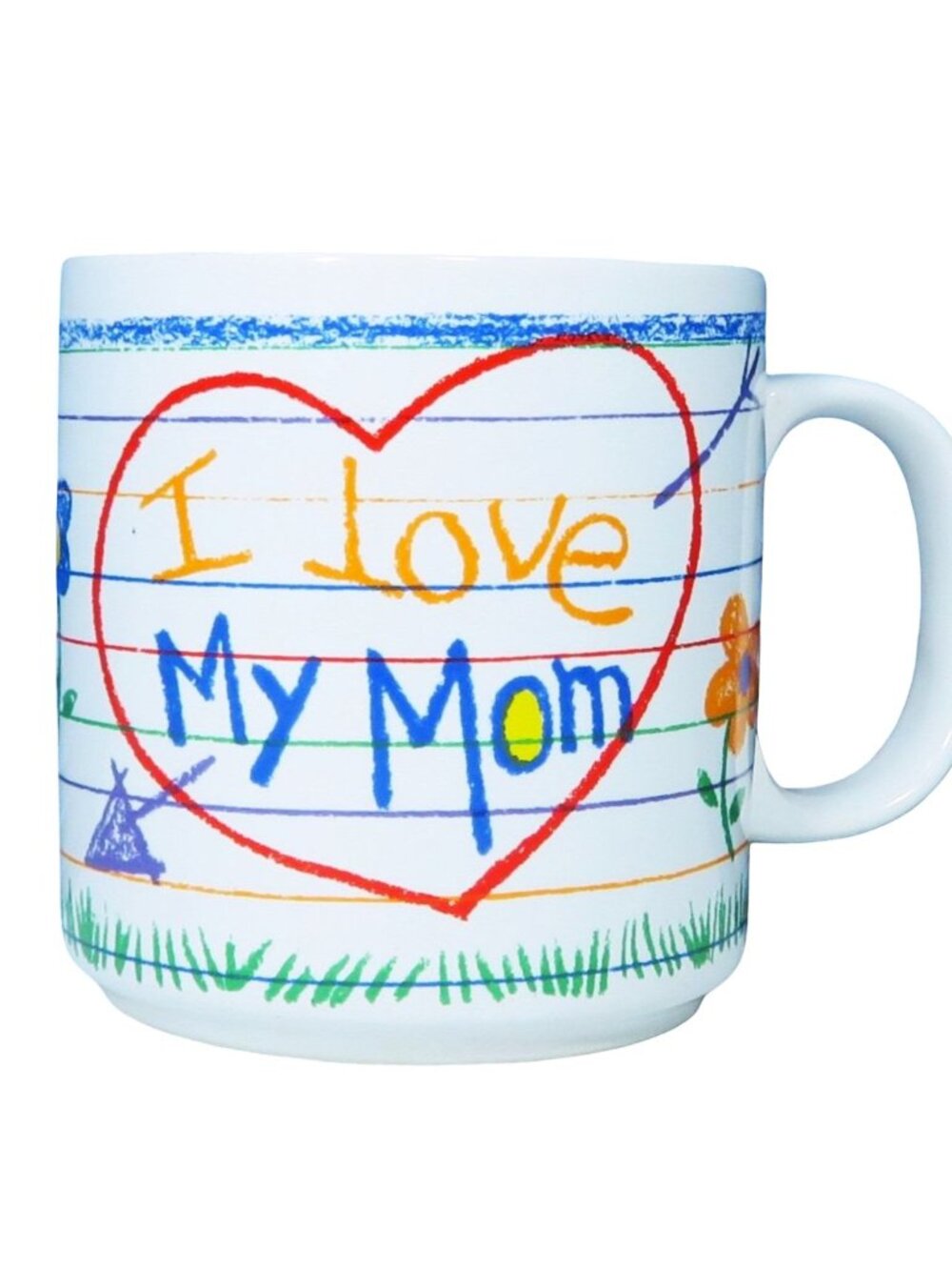 Vintage *I Love My Mom* Heart & Flowers Collector's Coffee Cup Mug Mother's Day